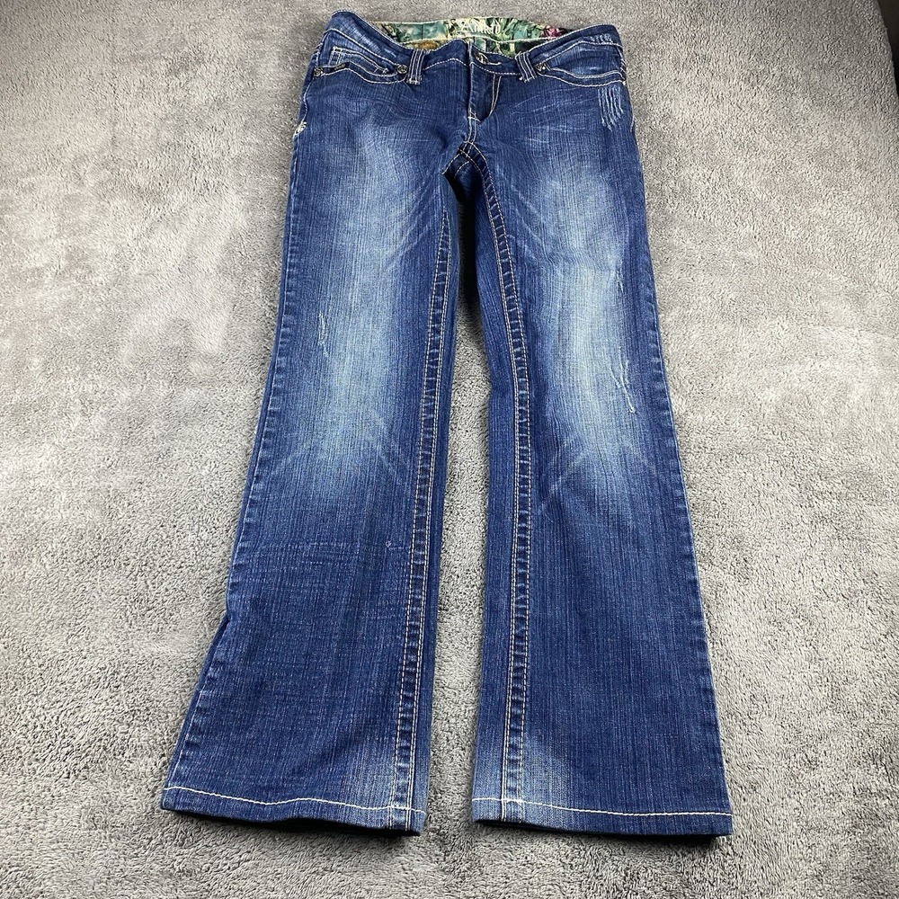 Adiktd  Straight Leg Embellished Jeans Womens 4/W30 Blue Low Rise